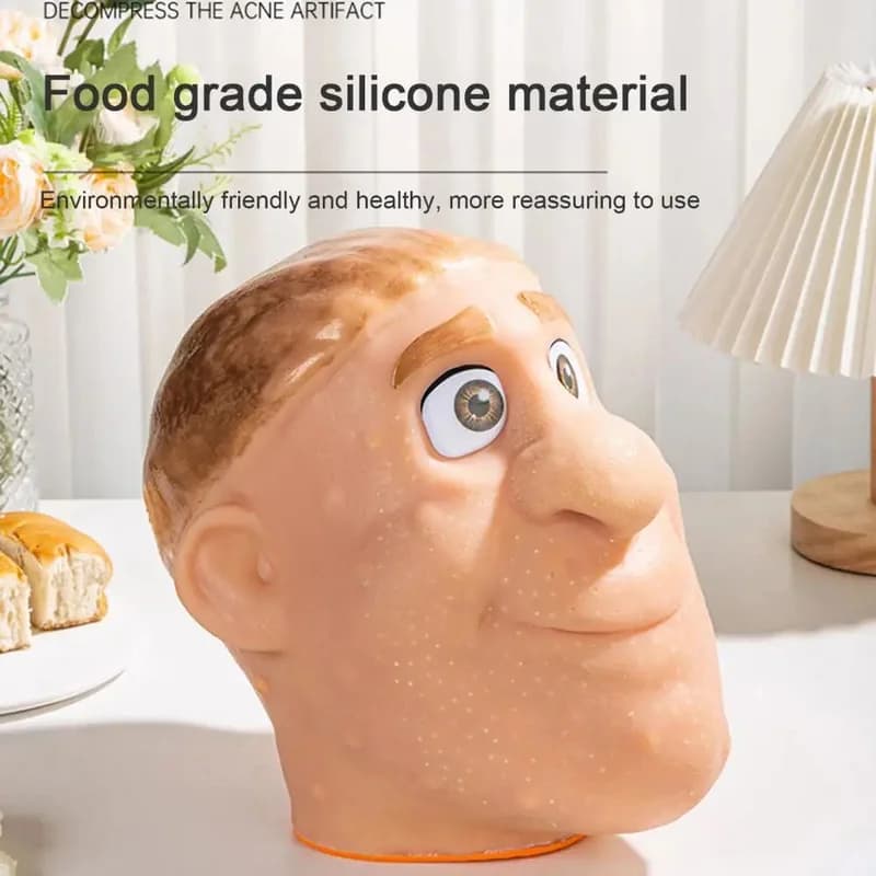 Man Head Pimple Popping Toy with Tweezers Anxiety Stress Relief Acne Popping Blackheads Removal Decompression Sensory Toy